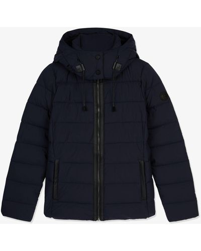 Michael Kors Quilted Woven Hooded Puffer Jacket - Blue