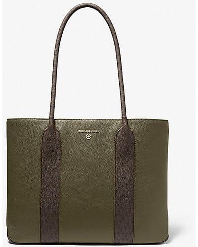 Michael Kors Austin Large Leather And Logo Tote Bag - Green