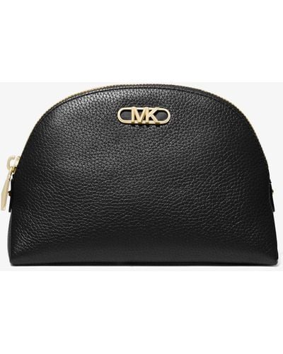 Michael Kors Mk Empire Large Pebbled Leather Travel Pouch - Black
