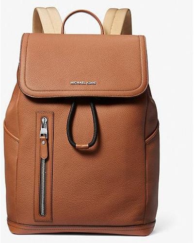 Michael Kors Hudson Pebbled Leather Utility Backpack - Brown