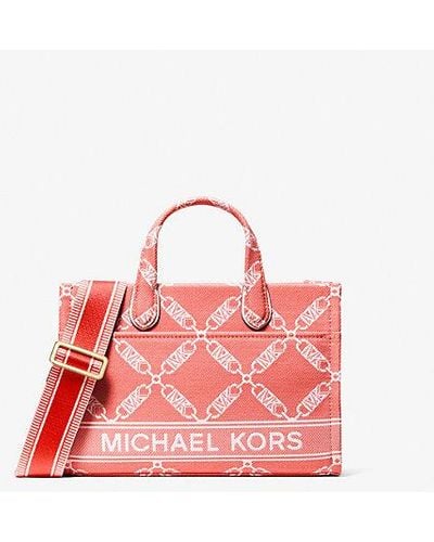 MICHAEL Michael Kors Gigi Small Empire Logo Jacquard Messenger Bag - Pink