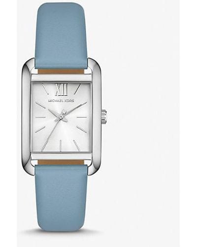 Michael Kors Petite Monroe Silver-tone And Leather Watch - Blue