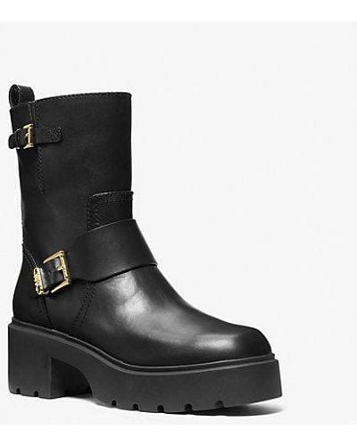 MICHAEL Michael Kors Perry Leather Ankle Boots - Black