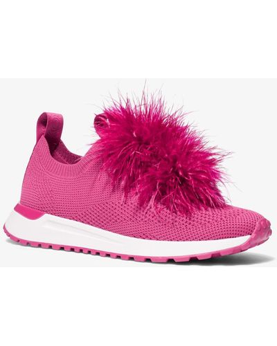 Michael Kors Slip-On-Sneaker Bodie Aus Stretch-Strick Mit Federbesatz - Pink