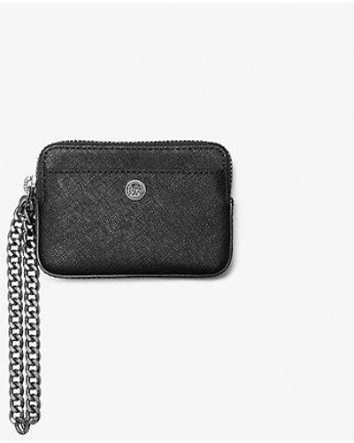 Michael Kors Medium Saffiano Leather Chain Card Case - Black