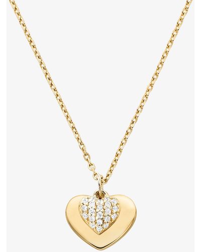 Michael Kors Collar con corazones de plata de ley con chapado en metales preciosos e incrustaciones - Metálico
