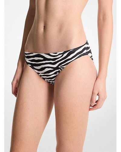 Michael Kors Zebra Print Bikini Bottom - Black