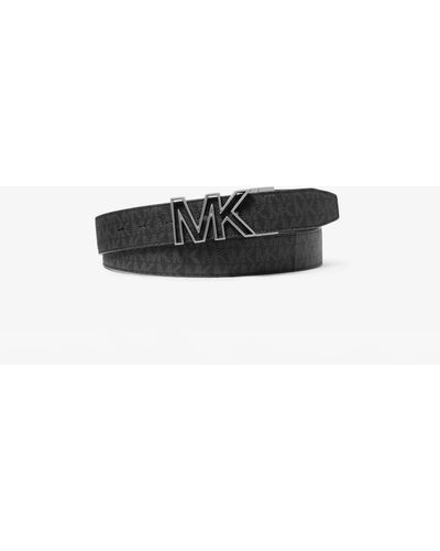 Michael Kors Reversible Logo And Faux Leather Belt - White