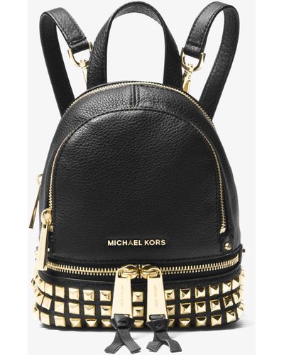 Michael Kors Rhea Mini Studded Leather Backpack - Black