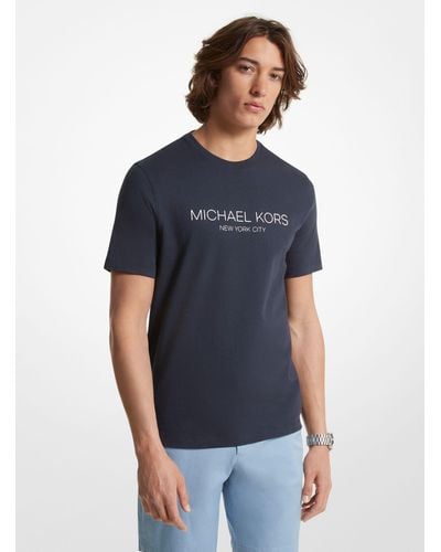 Michael Kors T-shirt in cotone con logo effetto grafico - Blu