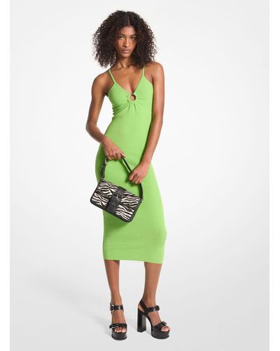 Michael Kors Robe mi-longue à découpes en tricot extensible - Vert