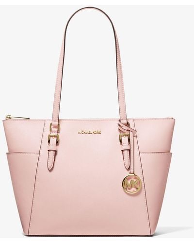 Michael Kors Charlotte Large Saffiano Leather Top-zip Tote Bag - Pink