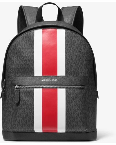 Michael Kors Mason Signature Logo Stripe Backpack - Red
