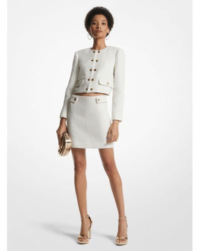 Michael Kors Mk Metallic Tweed Mini Skirt - White