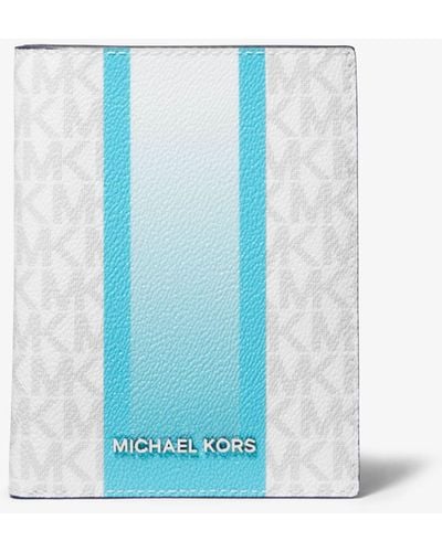 Michael Kors Bedford Travel Logo Ombré Stripe Passport Wallet - Blue