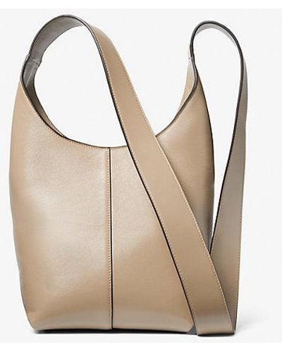 Michael Kors Dede Mini Leather Hobo Bag - Natural