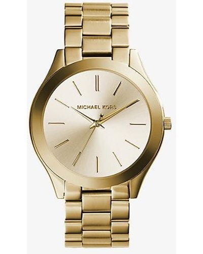 Michael Kors Slim Runway Gold-tone Stainless Steel Watch - Metallic
