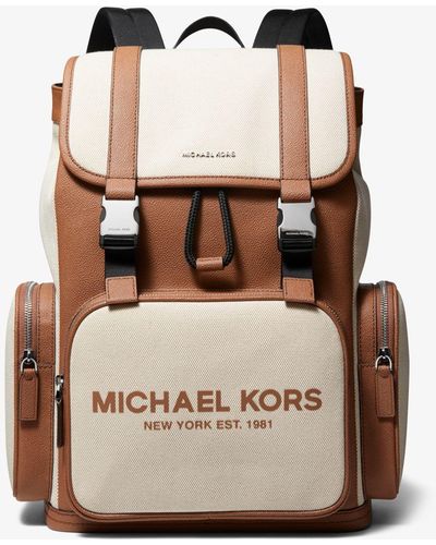Michael Kors Cooper Two-tone Canvas Backpack - Natural