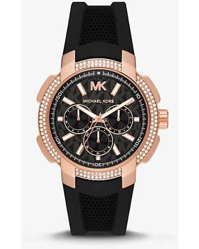 Michael Kors Oversized Everest Pav Gold tone And Silicone Watch