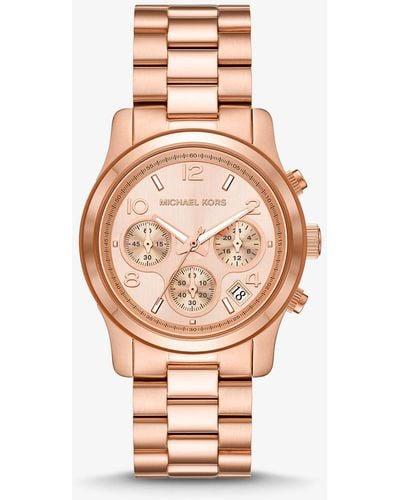 Michael Kors Montre Runway ton or rose - Blanc