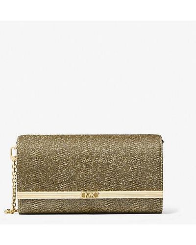 MICHAEL Michael Kors Mk Mona Large Glitter Chain Mesh Clutch - Natural