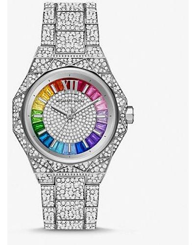 Michael Kors Pride Limited-edition Oversized Raquel Rainbow Pavé Silver-tone Watch - White
