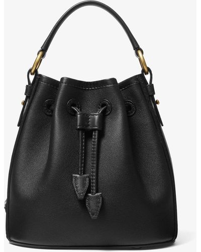 Michael Kors Monogramme Small Leather Bucket Bag - Black