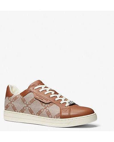Michael Kors Keating Empire Logo Jacquard And Leather Trainer - Multicolour