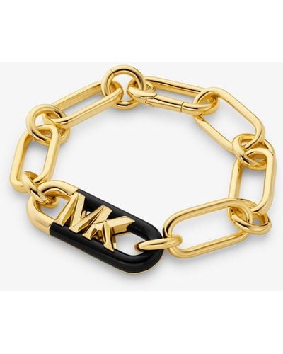 Michael Kors Bracelet à logo Empire en laiton plaqué en métal précieux et acétate - Métallisé