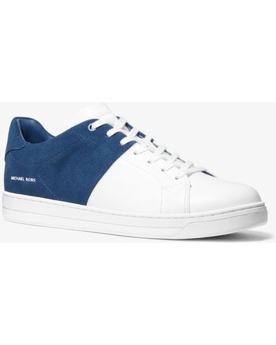 Michael Kors Caspian Two-tone Leather And Suede Sneaker - Blue