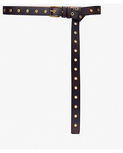 Michael Kors Colby Grommeted Burnished Leather Belt - White