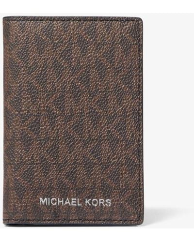 Michael Kors Porta carte di credito a libro Mason con logo - Bianco