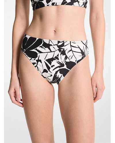 Michael Kors Palm Print Bralette Bikini Top - Black