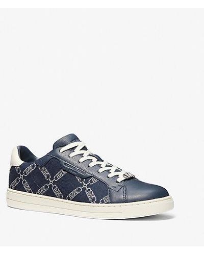 Michael Kors Keating Empire Logo Jacquard And Leather Sneaker - Blue