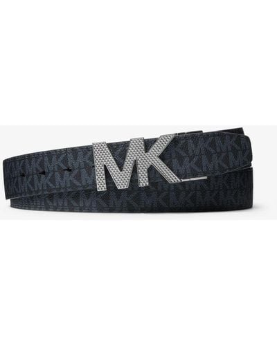 Michael Kors Reversible Logo And Leather Belt - White
