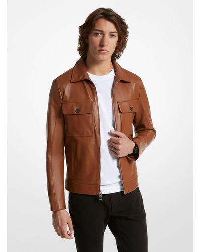 Michael Kors Bonded Leather Jacket - Brown