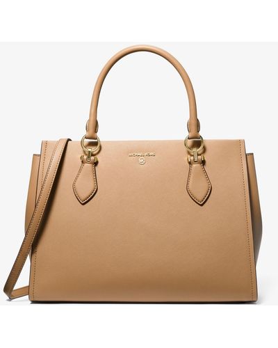 Michael Kors Marilyn Large Saffiano Leather Satchel - Natural