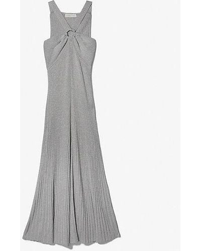 Michael Kors Mk Metallic Knit Ring Halter Dress - Gray