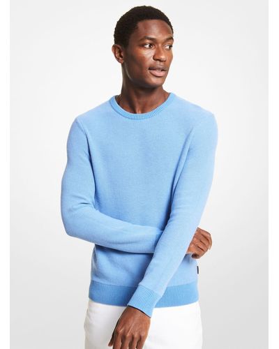 Michael Kors Textured Cotton Blend Sweater - Blue