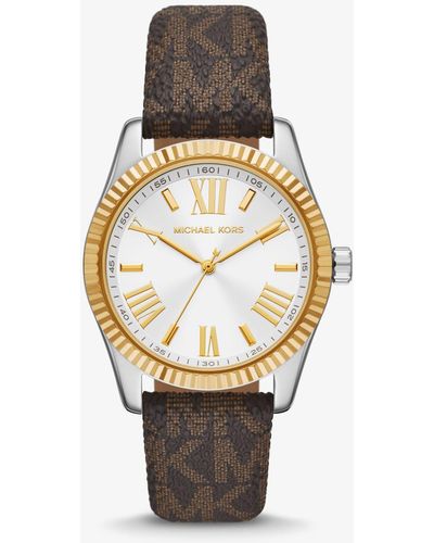 Michael Kors Lexington Two-tone And Signature Logo Watch - White
