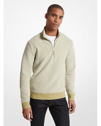 Michael Kors Cotton Blend Half-zip Sweater - Natural