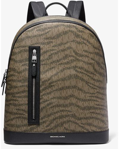 Michael Kors Hudson Slim Animal Print Logo Backpack - Green