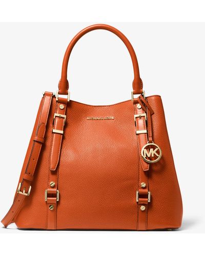MICHAEL Michael Kors Bedford Legacy Large Pebbled Leather Tote Bag - Orange