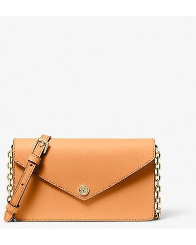 Michael Kors Small Saffiano Leather Envelope Crossbody Bag - Orange