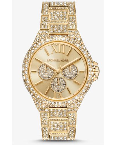 Michael Kors Oversized Camille Pavé Gold-tone Watch - Metallic