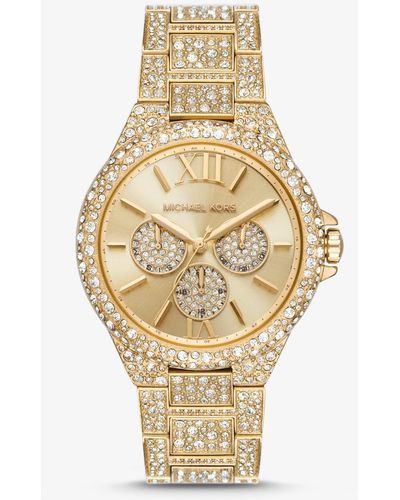 Michael Kors Reloj Camille oversize en tono dorado con incrustaciones - Metálico