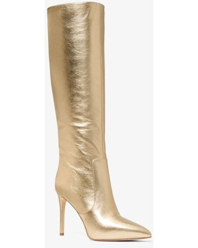 Michael Kors Mk Rue Metallic Leather Knee Boot - White