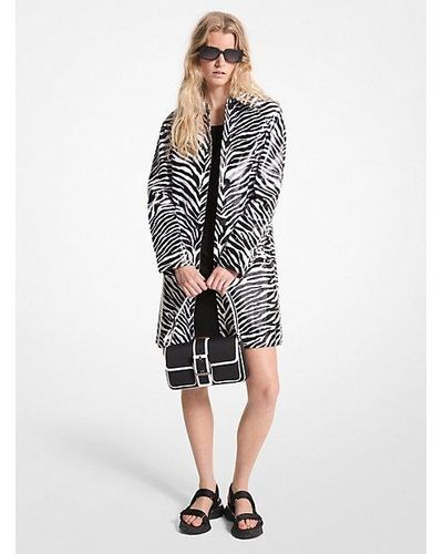 MICHAEL Michael Kors Zebra Print Cotton Twill Balmacaan - White