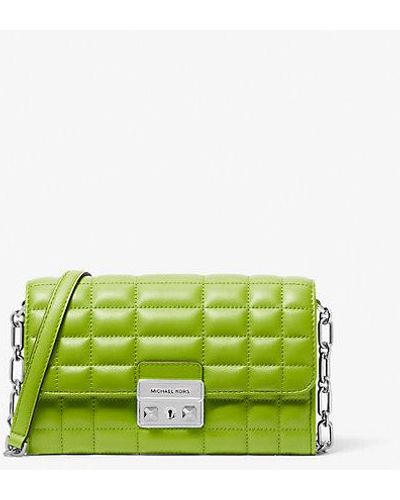 Michael Kors Mk Tribeca Large Leather Convertible Crossbody Bag - Green