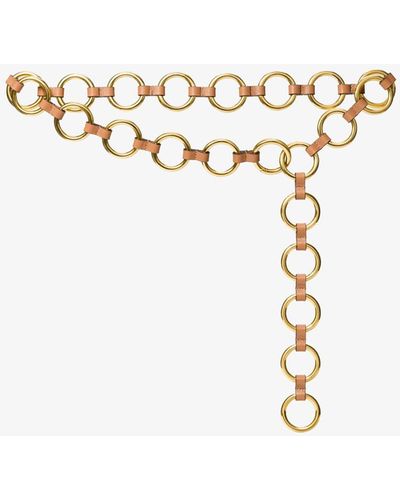 Michael Kors Cinturón Marisa de piel en todo dorado con anillas - Blanco